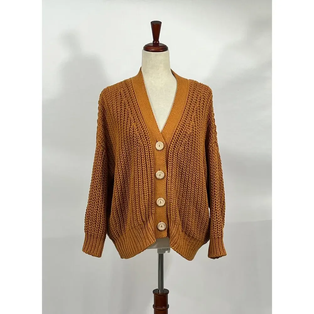BABAA Sz OS S M L Cardigan No 18 Mi Tierra Rust Burnt Orange Cotton - Picture 8 of 12